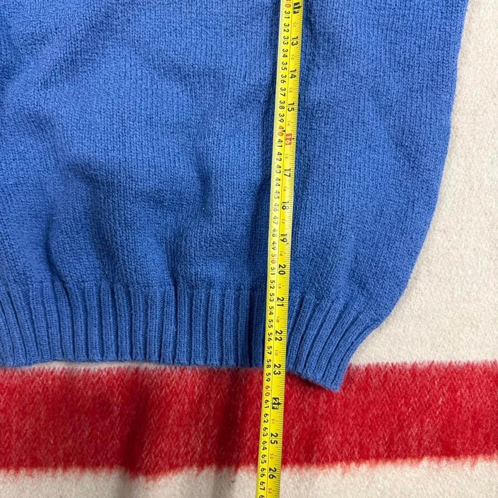 Vintage 90s Polo Ralph Lauren Knit Cotton Sweater Mens Medium Blue Crewneck
